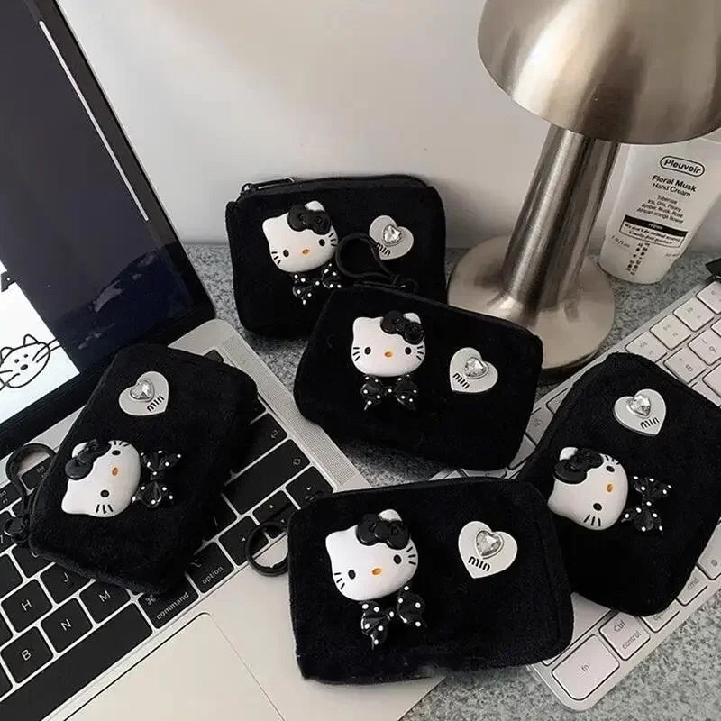 Hello Kitty Coin Purse Anime Cartoon Cute Plush Cosmetic Bag Kawaii Schoolbag Decoration Fashion Holiday Gifts