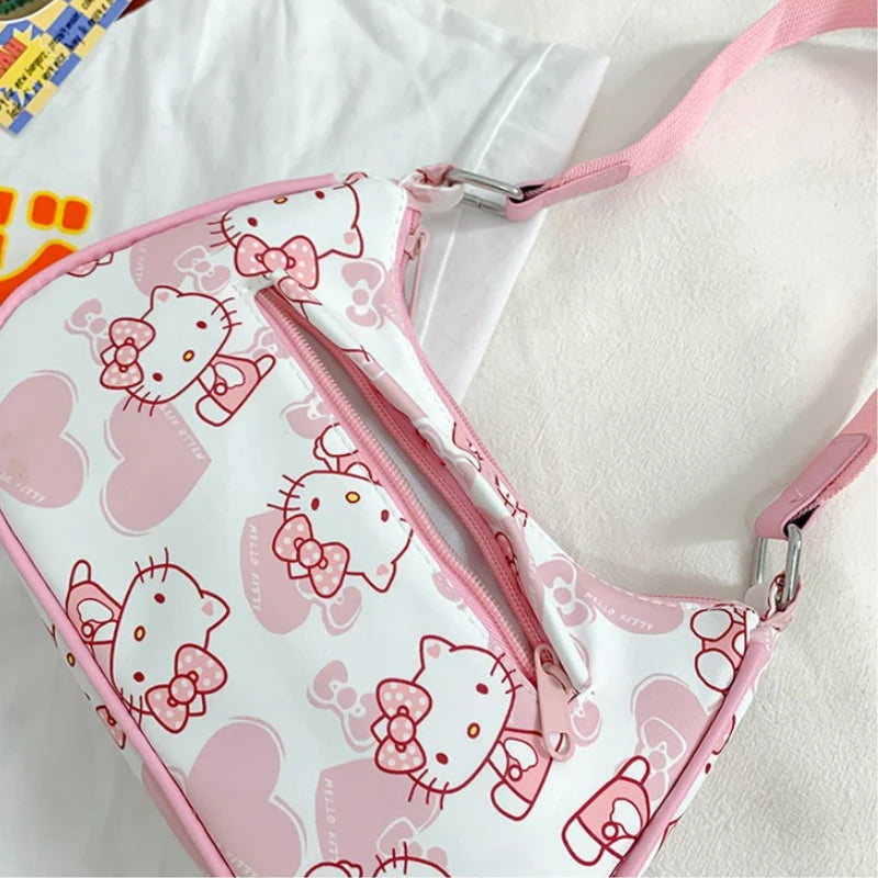 Hello Kitty Underarm Bag for Women Y2K Sanrio Kuromi Mymelody Messenger Tote Bag Cute Girls Shoulder Bag Purses Handbag