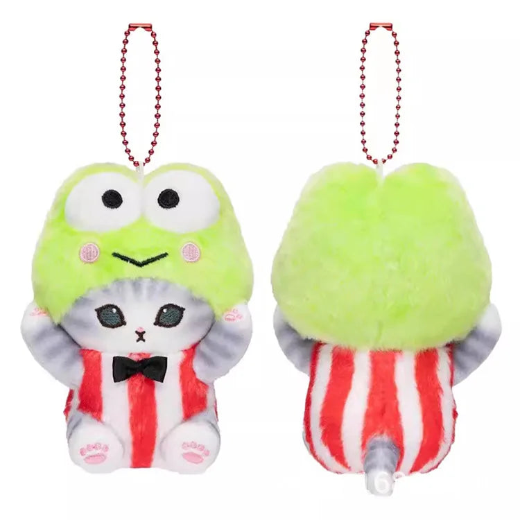 Kawaii Plush Keychain Pendant Cartoon Mofus and Shark Cat Cross-Dressing Hello Kitty Kuromi doll stuff Backpack Decor Toys