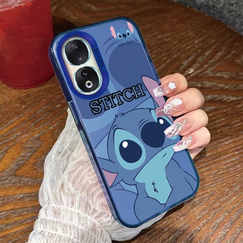 For Honor 90 Phone Case Lilo Stitch Big Eye Cute Cartoon Lovely Cover Matte Laser Coque For Honor 90 Fundas Honor90 Bumper