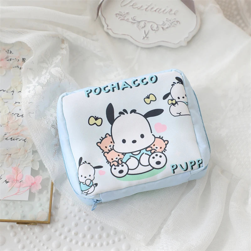 Hello Kitty Sanitary Towel Bags Cartoon Anime Cute Kuromi Coin Purse Fashion Portable Storage Bag Girls Holiday Gifts