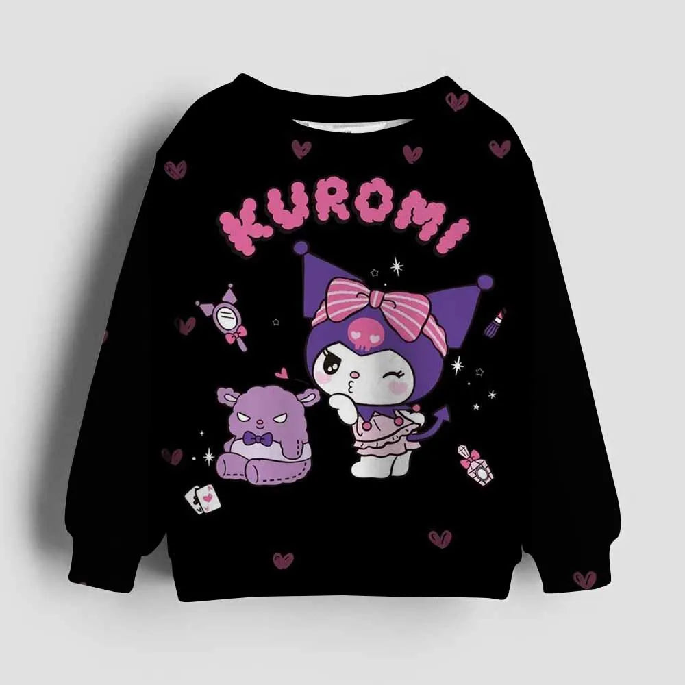 Hello Kitty kawaii children fashion girls autumn clothing baby girl sweatshirt Kuromi children's hoodie toddler casual sportswea