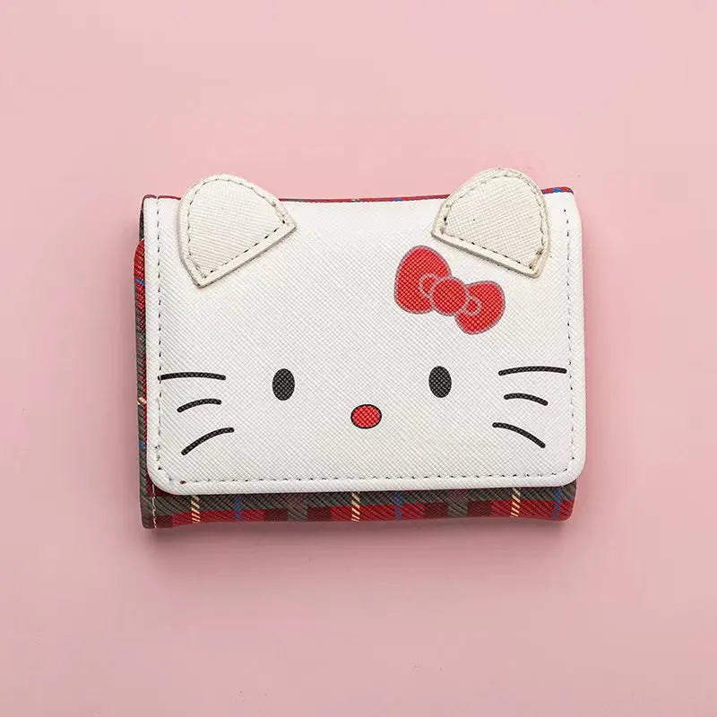 New Kawaii Kuromi Cartoon Wallet Hello Kitty My Melody Pochacco Anime Face Short Wallet Change Purse Coin Storage Bag ﻿