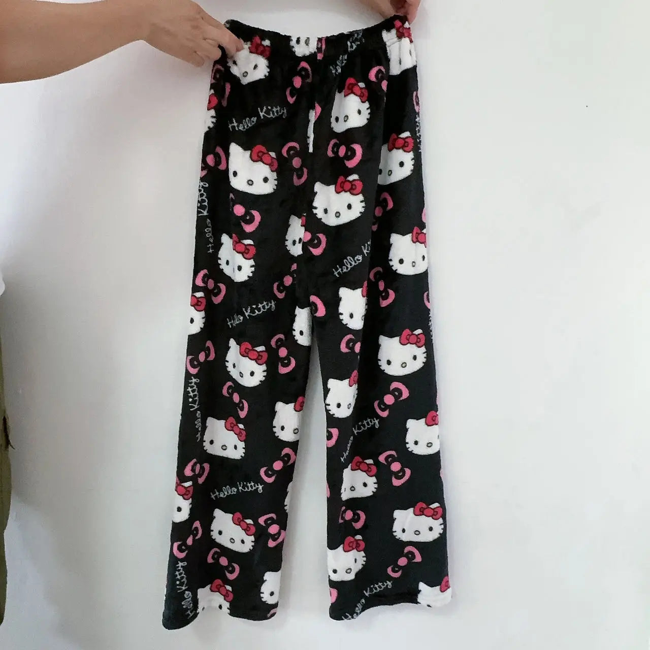 Hello Kitty Anime Y2k Kawaii Flannel Pajamas Women's Warm Woolen Cartoon Casual Home Pants Autumn Winter Fashion Trousers