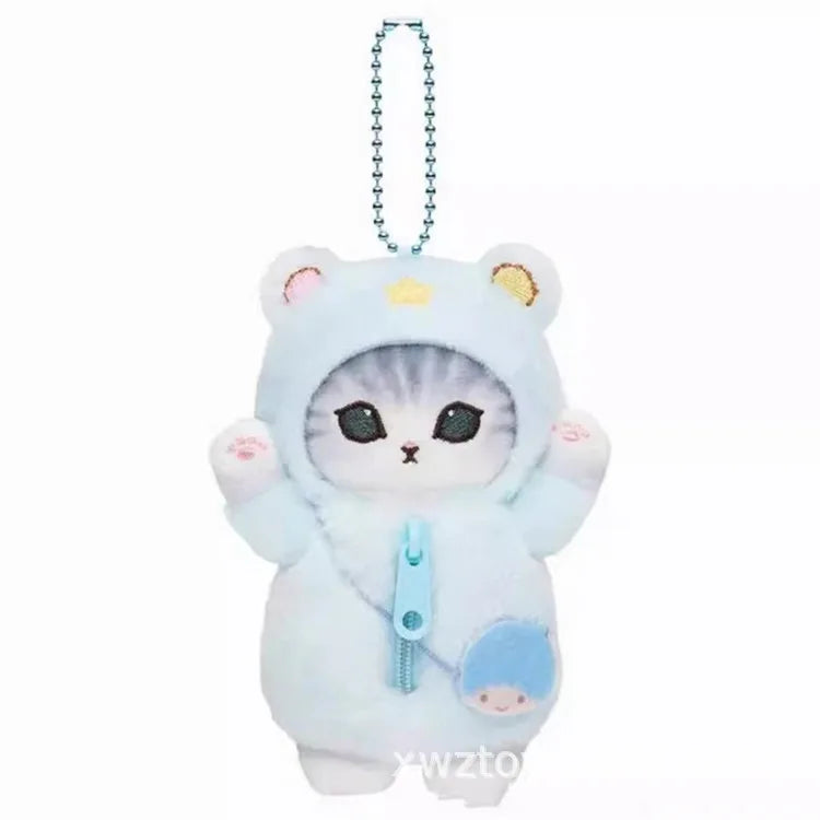 Kawaii Plush Keychain Pendant Cartoon Mofus and Shark Cat Cross-Dressing Hello Kitty Kuromi doll stuff Backpack Decor Toys