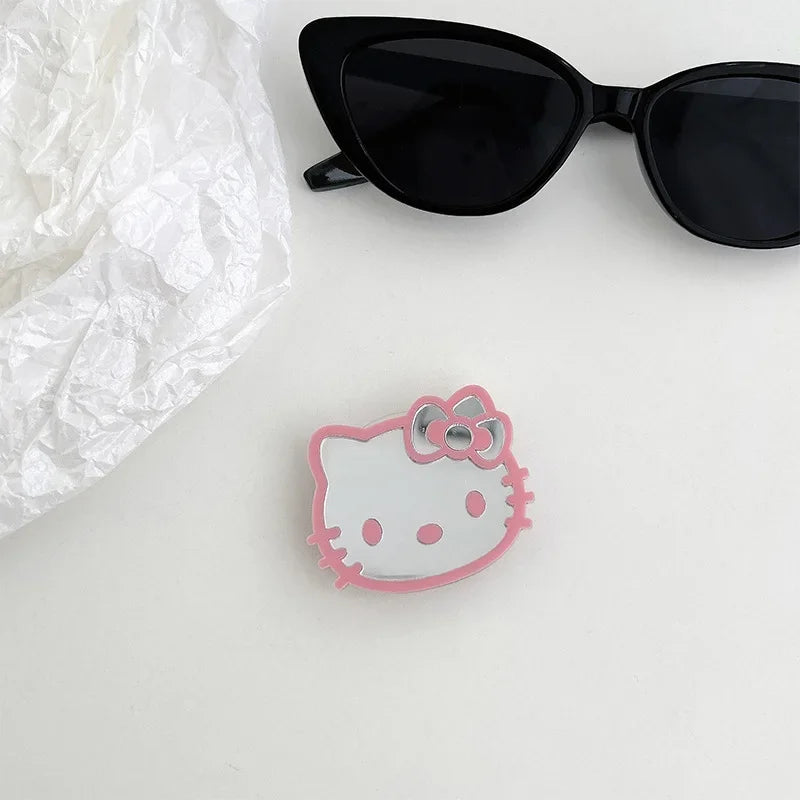 Hello Kitty Mobile Phone Holder Cute Anime Cartoon Scalable Portable IPhone Back Decoration Mirror Fashion Holiday Gifts