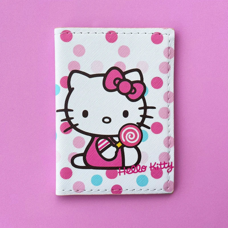 Cartoon HELLO KITTY Travel Passport Cover Wallet Unisex Business Multifunction Credit Card Purse Women's Organizer Passport Case