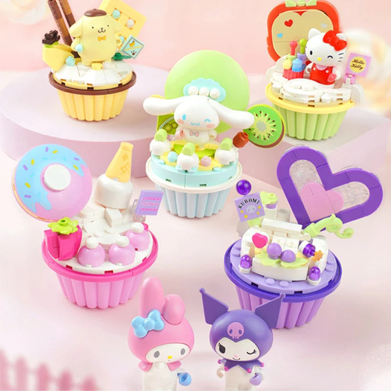 Kuromi Hellokitty Blocks Original Series Cartoon Cake Assembly Building Block Toys Cinnamoroll My Melody Girls Collection