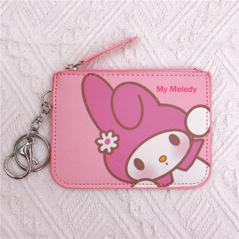 Kawaii Hello Kitty Wallet Melody Kuromi Cinnamoroll Coin Purse Women Anime Children Pu Card Holder Girls Christmas Gifts