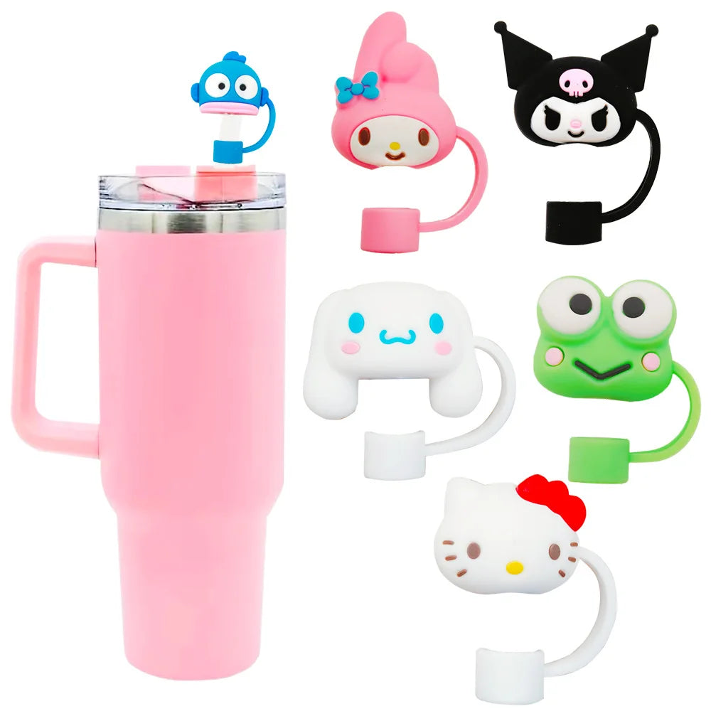 Hello Kitty Silicone Sealing Straw Plug Reusable Drinking Dust Cap Plugs Tips Cover Suit Cup Cute Cartoon DIY Accessories