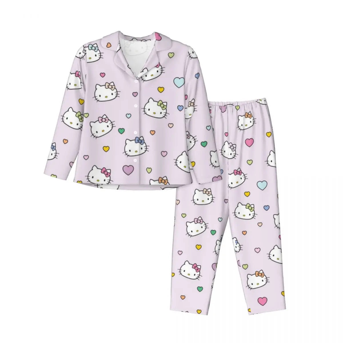 Cute Hello Kitty Women's Pajamas Set 2 Piece Set For Women Casual Long sleeve Suit