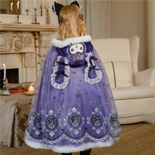 2025 New Cosplay Kuromi Cloak Fall Winter Children Birthday Party Clothes Halloween Cos Costume Girls Christmas Gifts