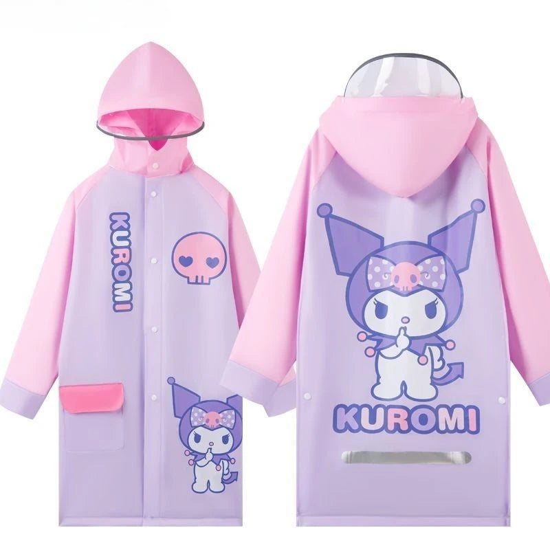 Creative Hello Kitty My melody Kuromi Cinnamoroll children's raincoat rainproof big children waterproof full-body poncho