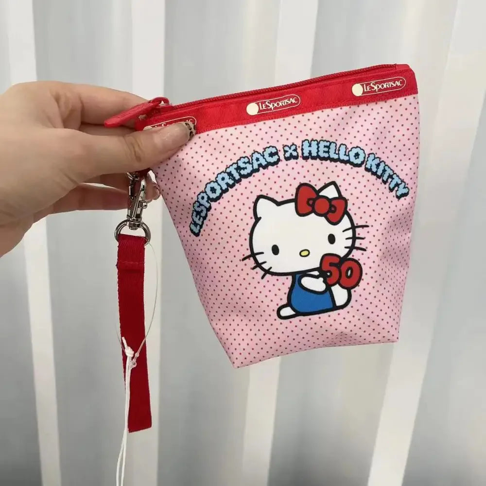 Popular Cute Anime Cartoon Hello Kitty Series Large Capacity Handheld Makeup Bags Stationery Bag Wallet Romantic Birthday Gifts