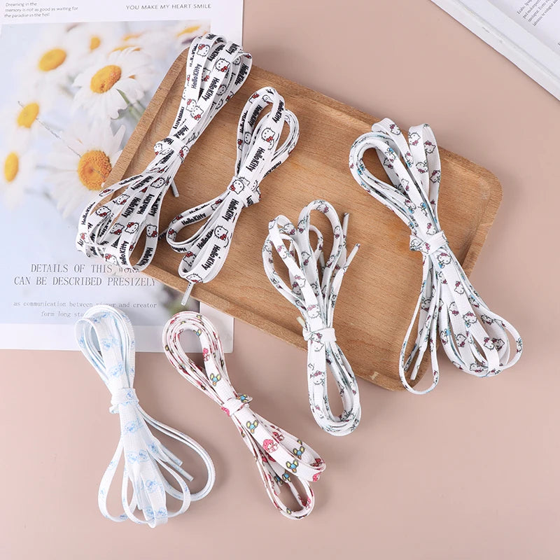 New 120Cm/150Cm 1Pair Flat Shoelaces Kuromi Hello Kitty No Elasticity Sneakers Laces Casual Thicken Shoes Accessories