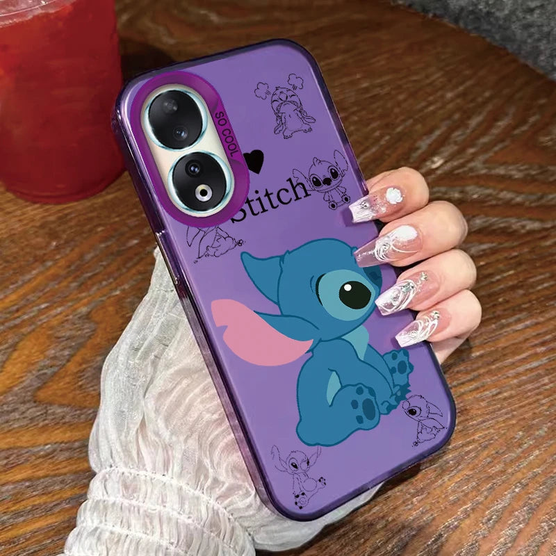 For Honor 90 Phone Case Lilo Stitch Big Eye Cute Cartoon Lovely Cover Matte Laser Coque For Honor 90 Fundas Honor90 Bumper