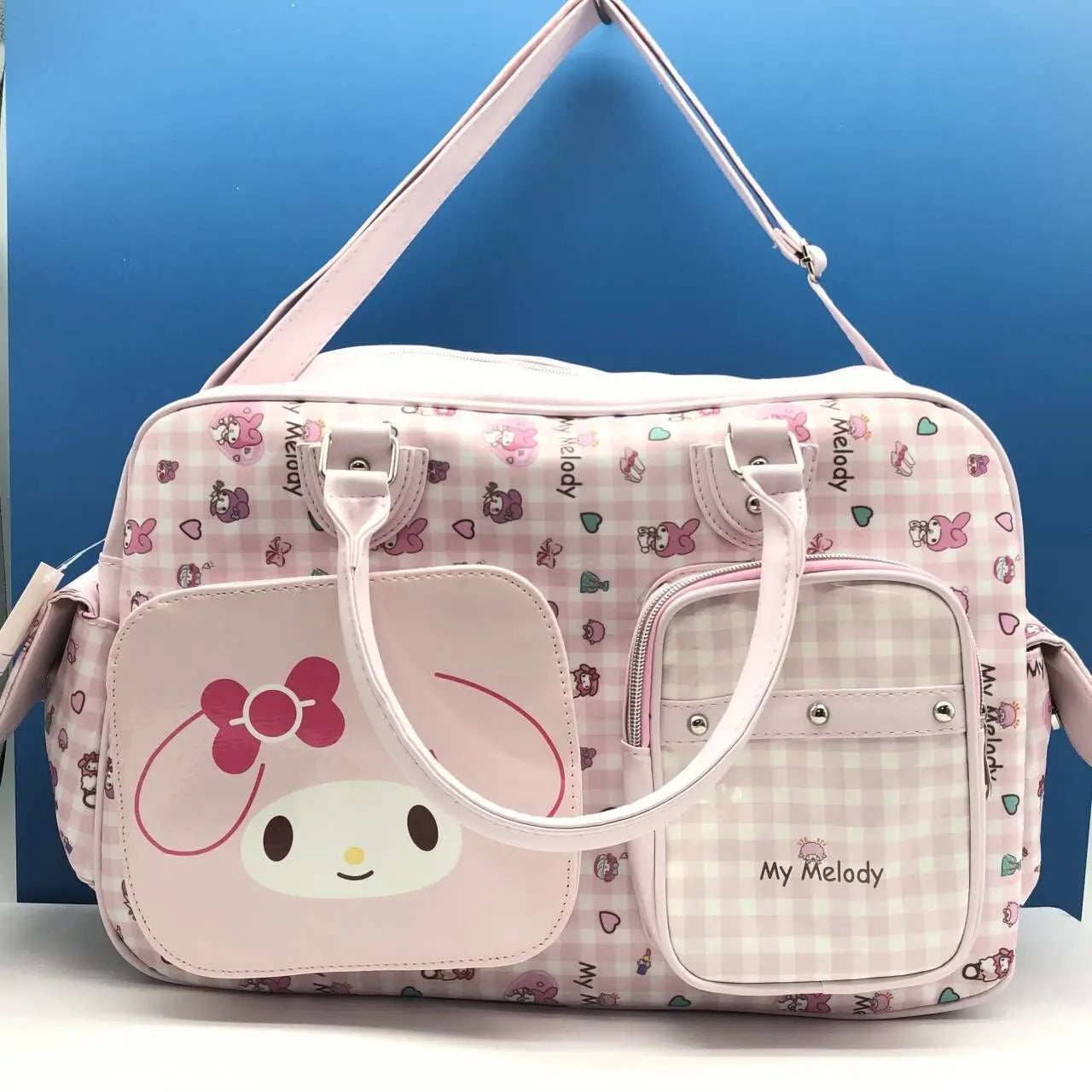 Hello Kitty Bag Cute Pink Handbag PU Glossy Travel Bag for Girls Fashion Crossbody Bag Carry on Luggage Backpack