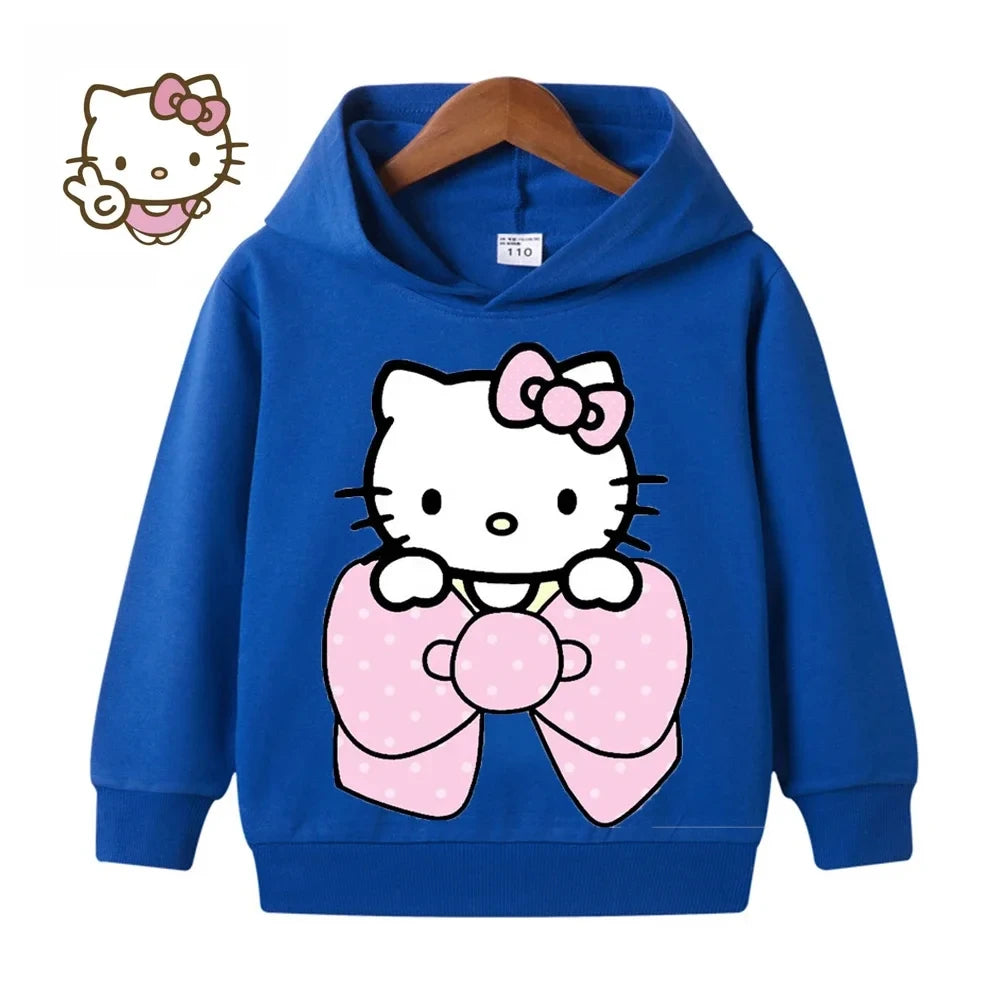 Kawaii Hello Kitty Hoodie Kids Clothes Girls Clothing Fashion Baby Boys Clothes Autumn Warm Sweatshirt Children Tops