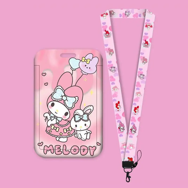 Cartoon Lanyard Card Sleeve kawaii Hello Kitty Kuromi My Melody ID Card Bus And Subway Access Work Permit Card Sleeve