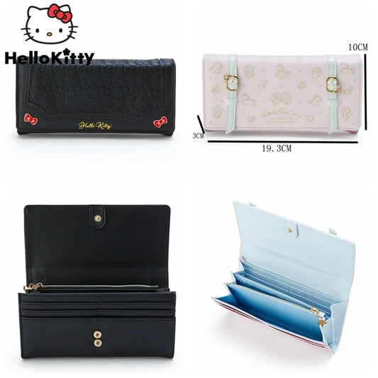 Hello Kitty PU Leather Long Wallets For Women Y2k Fashion Zipper Luxury Money Clips Elegant Clutches New Cartoon Handbag