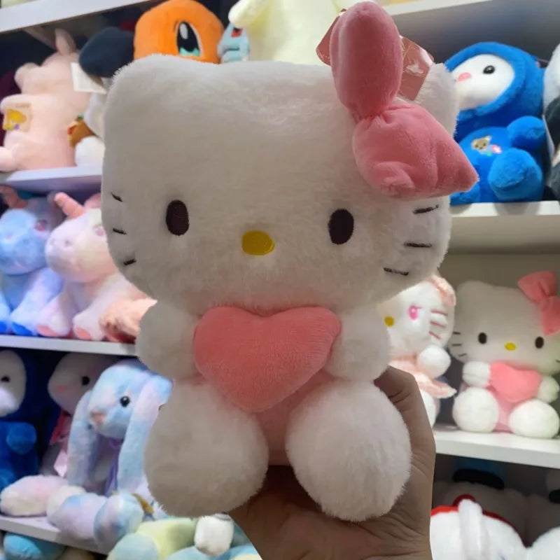 22cm Hello Kitty Kuromi Pillow KT Plush Toy Girls Soft Stuffed Animal Toys Heart My Melody Cinnamoroll Stuff Doll Gifts