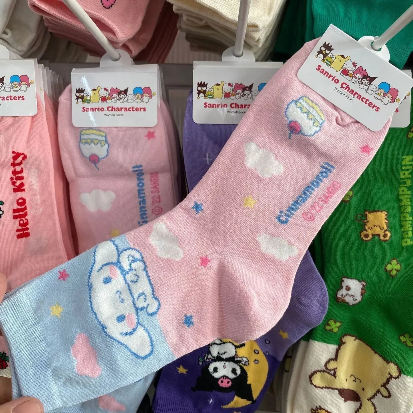 Hello Kitty Socks Cute Cartoon Kuromi Cinnamoroll My Melody Fashion Spring Autumn Soft Socks Girl&Child Holiday Gifts