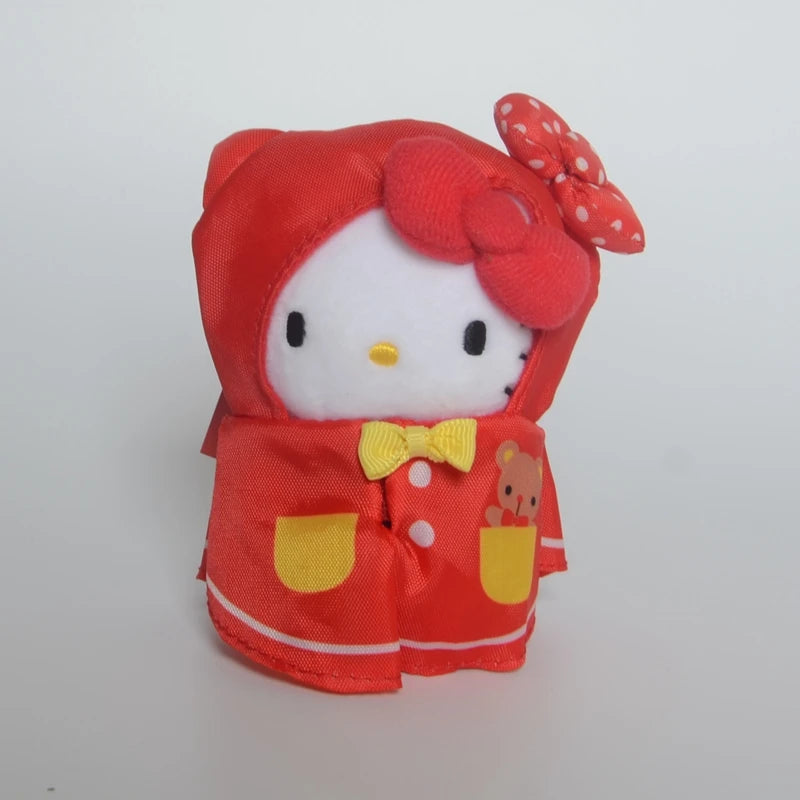 Original 13cm Raincoat Hello kitty Pendant Keychain Plush Toys Stuffed Animal Soft Doll Kids Cartoon Anime Birthday Gift