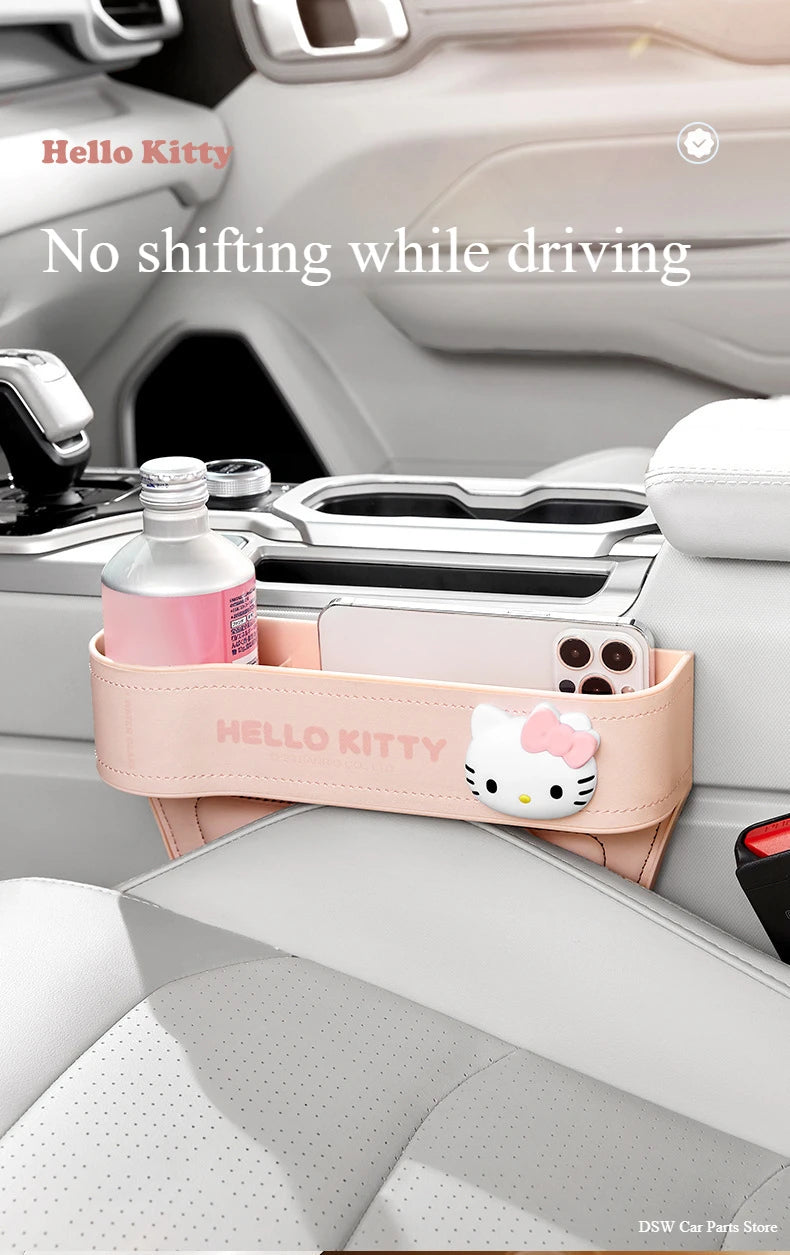 Hello Kitty Car Crevice Storage Box Multifunctional Cartoon Car Seat Clip Organizer Kawaii Sanrio Seat Gap Filler Organizer