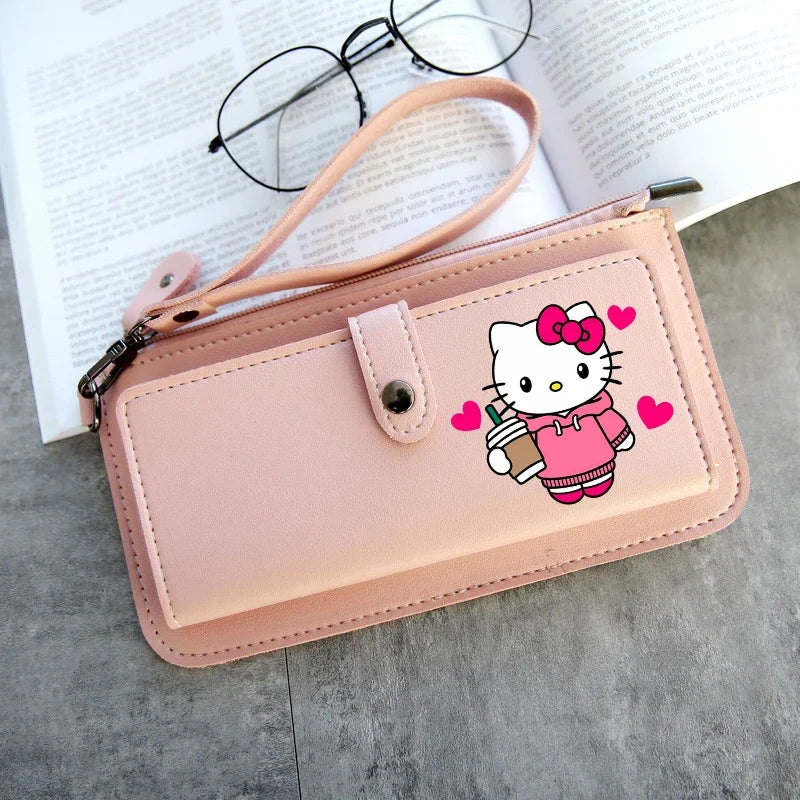 Hello Kitty Kuromi Women Wallets PU Leather Female Purse Multi-Cards Holder Coin Foldable Wallet Zipper Billfold Hipster Credit