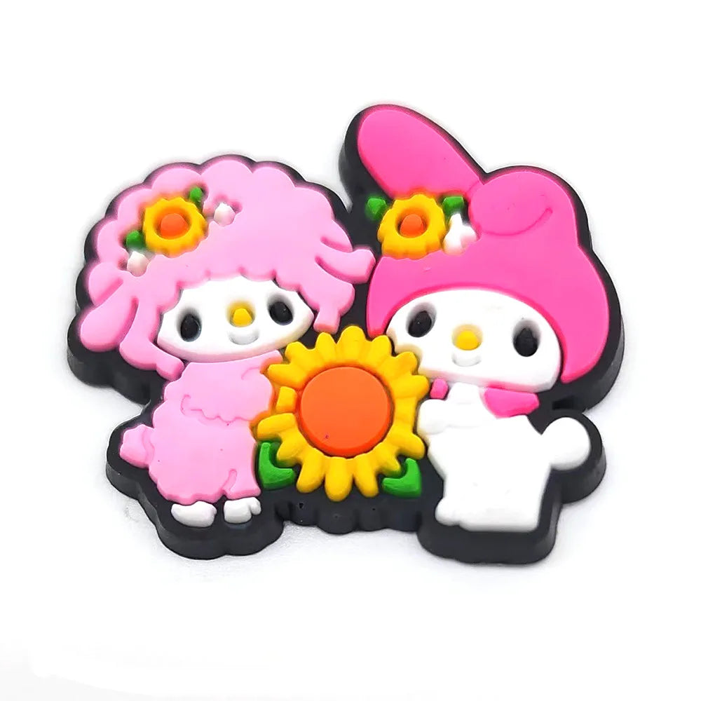 Hello Kitty Sanrio cartoon 1pcs cute shoe charms Accessories buckle clogs sandals pin decorate kids girls gift