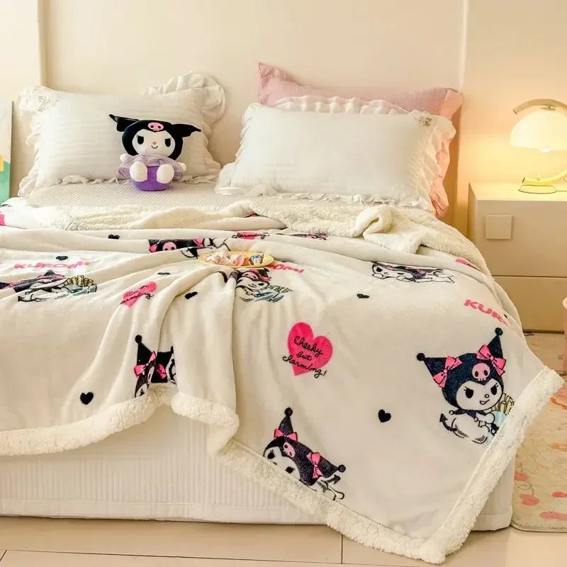 Cinnamoroll My Melody Anime Ins Milk Fleece Blanket Cute Hello Kitty Kawaii Warm Nap Sofa Cover Gifts for Kids