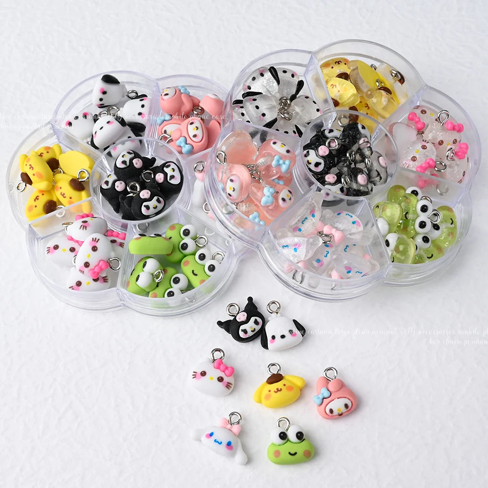 10/35/50Pcs Kawaii Nail Charms Funny Cute Hellokitty/Kuromi/Melody Charms Pendant for DIY Earring Keychain Jewelry Making