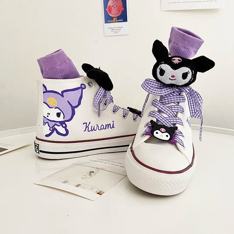 Original Kuromi High Top Canvas Shoes Rubber Non-slip Canvas Shoes Kawaii Student Japanese Girl Cute Cartoon Sneakers