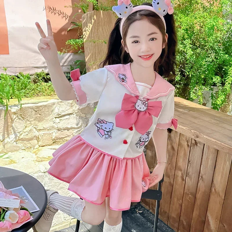 HelloKitty Children's CosPlay Academy Style Pleated Skirt Girl Princess Clothes Children's JK Uniform Birthday Gift