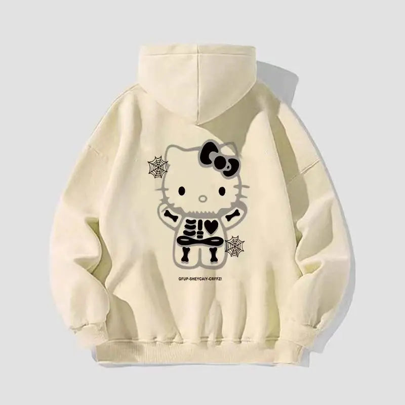 New Kawaii Hello Kitty Casual Hoodies Pullover Anime Autumn Winter All-match Oversized Cartoon Women Men Sweatshirts Tops Gifts