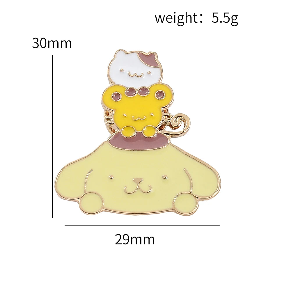 Anime Kitty Cat Enamel Brooch for Backpack Accessories Cute Kuromi Pochacco Metal Button Pins Jacket Badge Jewelry Accessories