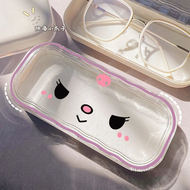 New Hello Kitty Glasses Case Kuromi Storage Box Anime Kawaii Cartoon Transparent Sunglasses Protective Case Gift for Girl