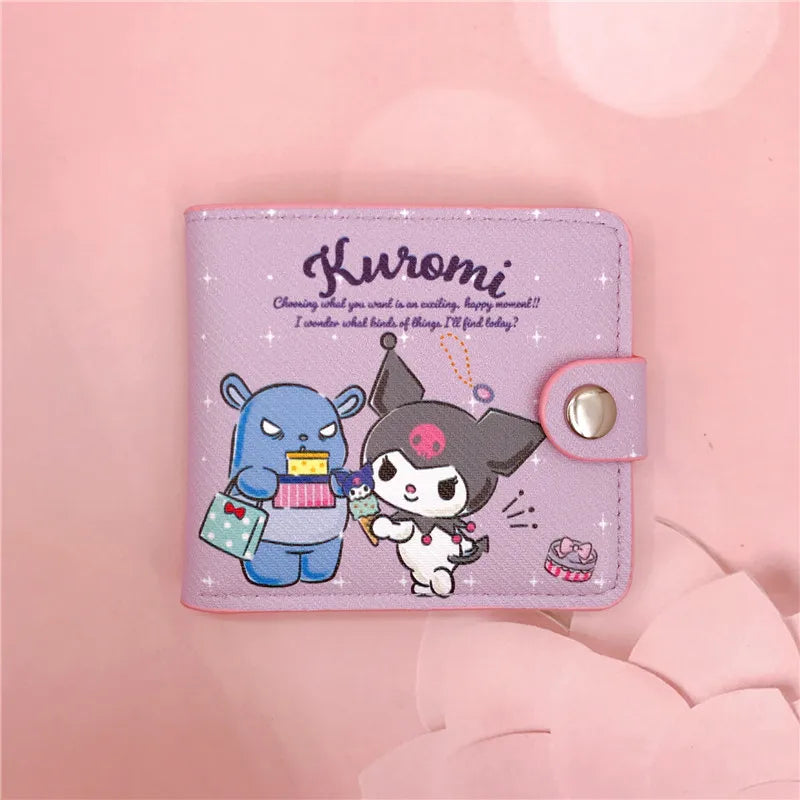 Kawaii Pu Casual Money Bag Hello Kitty Cinnamoroll My Melody Kuromi Coin Purse Card Holder Wallet With Buttons