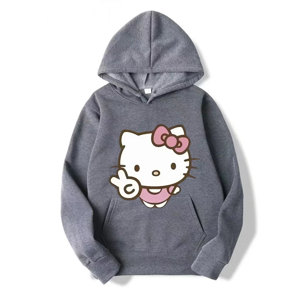 2025 New Hello Kitty Cartoon Family Women Hoodie Cartoon Anime Men Pullover New Spring Autumn Couple Sweatshirt Clothes Top