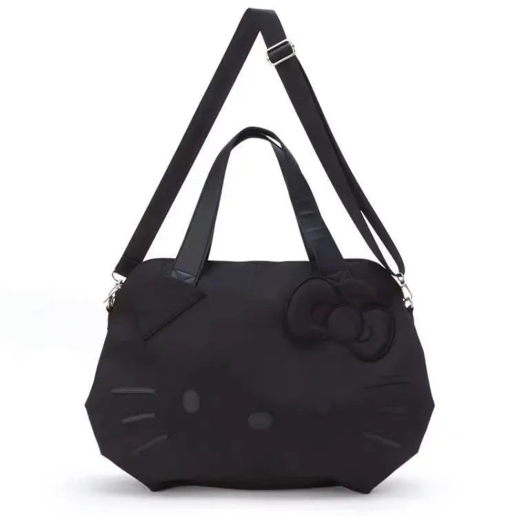 Black Hello Kitty One Shoulder Crossbody Bag Large Capacity Tote Bag Handheld Student Female Short Distance Travel Bag