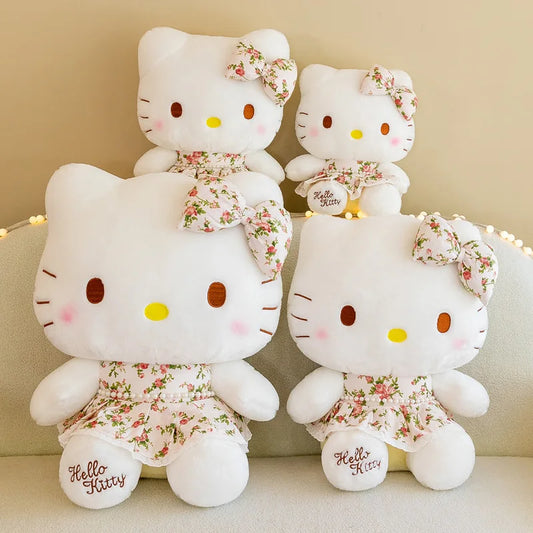 Plush Toys Hello Kitty Cat Cartoon Cute Pillow Girlfriend Gift Flower Dress Children's Birthday Gift Decoration Doll