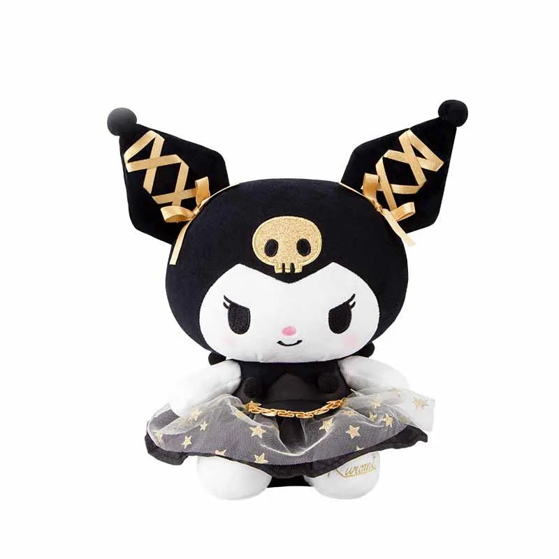 25CM New Kawaii Black Gold Series Plush Stuffed Toy Soft Pillow Cute Kuromi Hello Kitty Birthday Gift Children's Toy