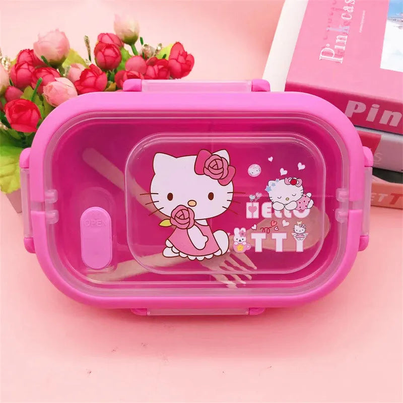 1200Ml Kawaii Hello Kitty Lunch Box Kuromi My Melody Cinnamoroll Student Cute Portable Large Capacity Bento Box Tableware