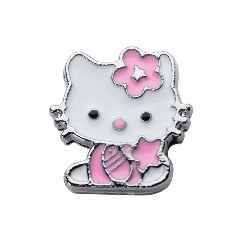 5cps 8mm Enamel Hello Kitty Charms Accessories DIY Wrist Strap Bracelet Collar Handmade Beads for Jewelry Making Kids Gifts