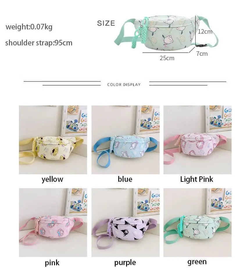 Kuromi Chest Bag Cinnamoroll Crossbody Shoulder Bag Waist Storage Pouch My Melody Hello Kitty Coin Purse Kid Girl Gift