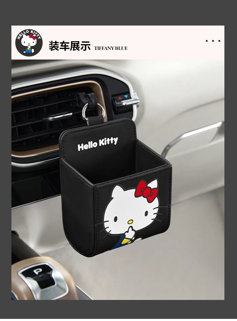 Kawaii KT Cat Car Air Outlet Storage Bag Hello Kitty Storage Box Multifunctional Auto Organizer Box Car Decor Accessories