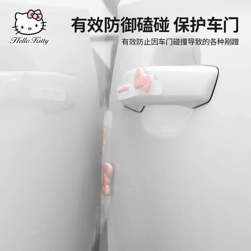 Kawaii Genuine Sanrio Car Door Anti-Collision Strip Hello Kitty Cartoon Rearview Mirror Anti-Scratch Car Sticker Cute Car Gift