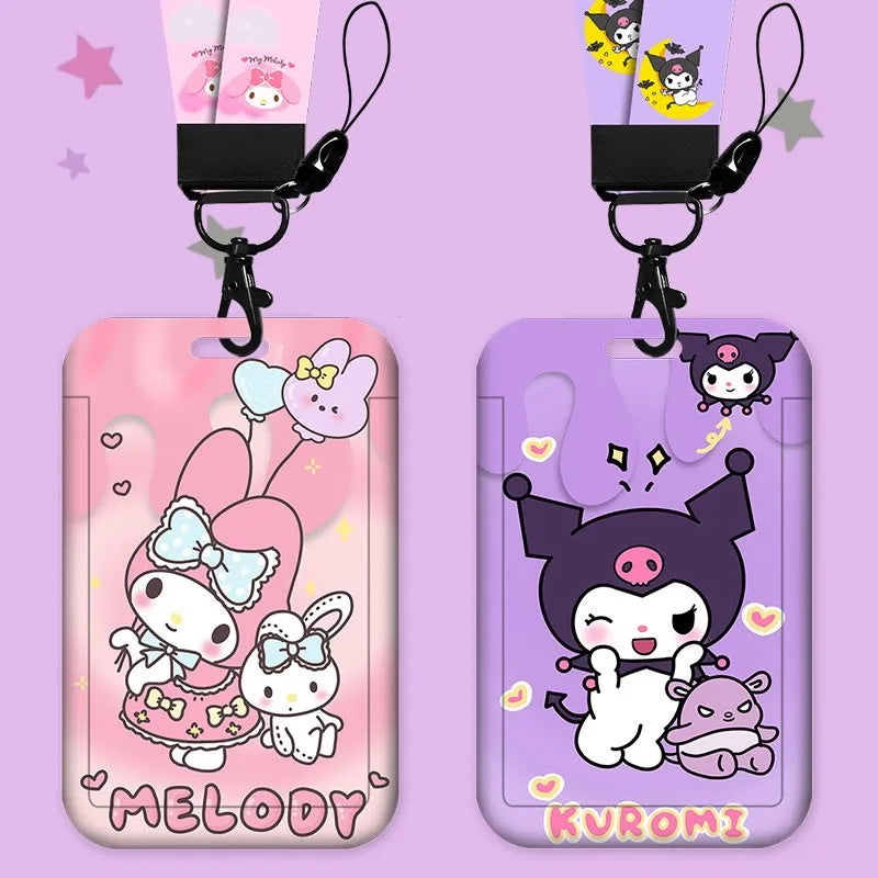 Cartoon Lanyard Card Sleeve kawaii Hello Kitty Kuromi My Melody ID Card Bus And Subway Access Work Permit Card Sleeve