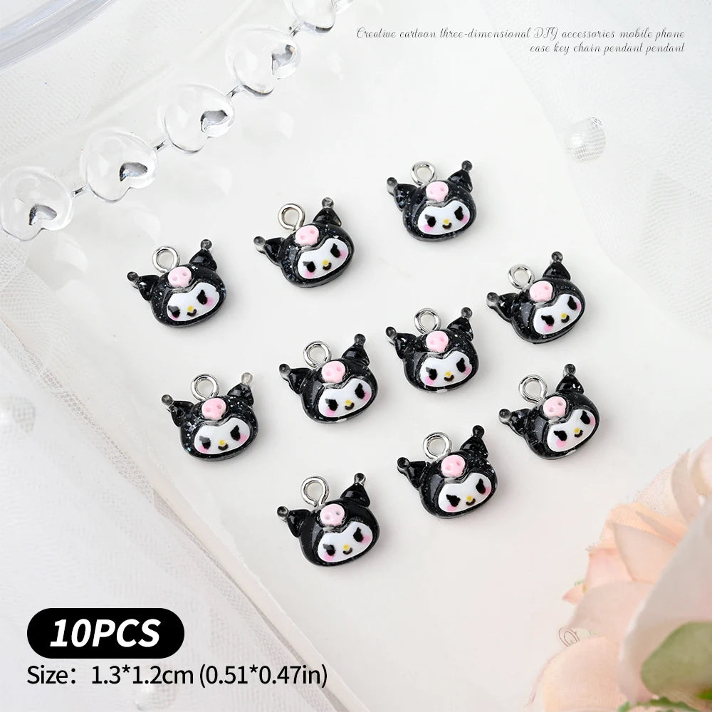 10/35/50Pcs Kawaii Nail Charms Funny Cute Hellokitty/Kuromi/Melody Charms Pendant for DIY Earring Keychain Jewelry Making