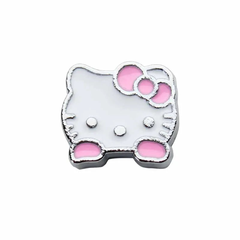 5cps 8mm Enamel Hello Kitty Charms Accessories DIY Wrist Strap Bracelet Collar Handmade Beads for Jewelry Making Kids Gifts